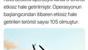 TSK: “Irak’ın kuzeyi Hakurk’ta devam eden hava destekli operasyonlarda 3 terörist etkisiz hale getirilmiştir. Operasyonun başlangıcından itibaren...