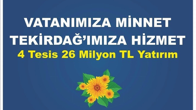 Tekirdağ’a 26 milyon liralık dört yeni tesis
