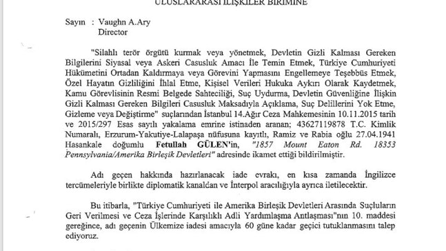 Teröristbaşı Gülen’in iade belgeleri ortaya çıktı