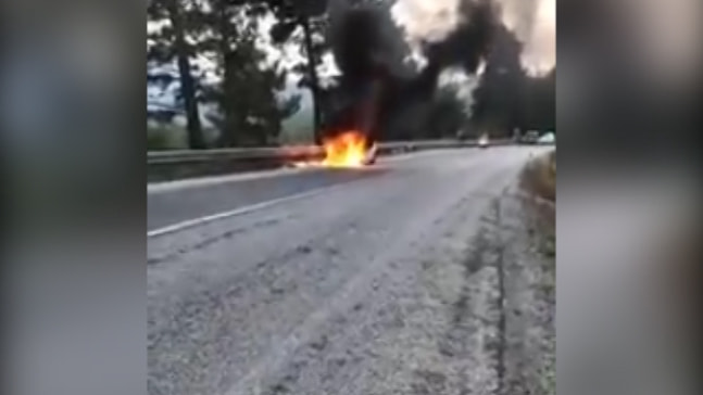 Asparan'da otomobil yangını