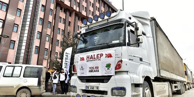 Tırlar Halepli mazlumlar için yola çıktı
