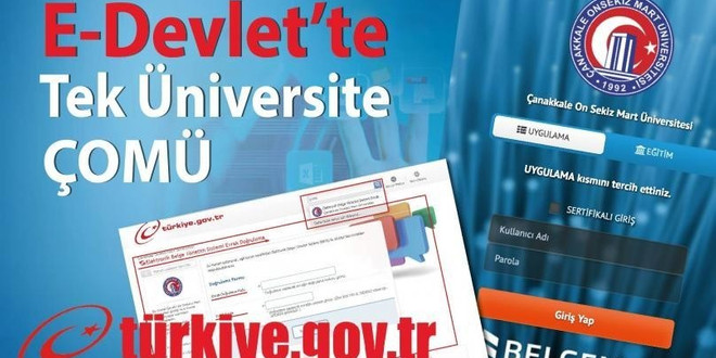 ÇOMÜ E-devlet sisteminde
